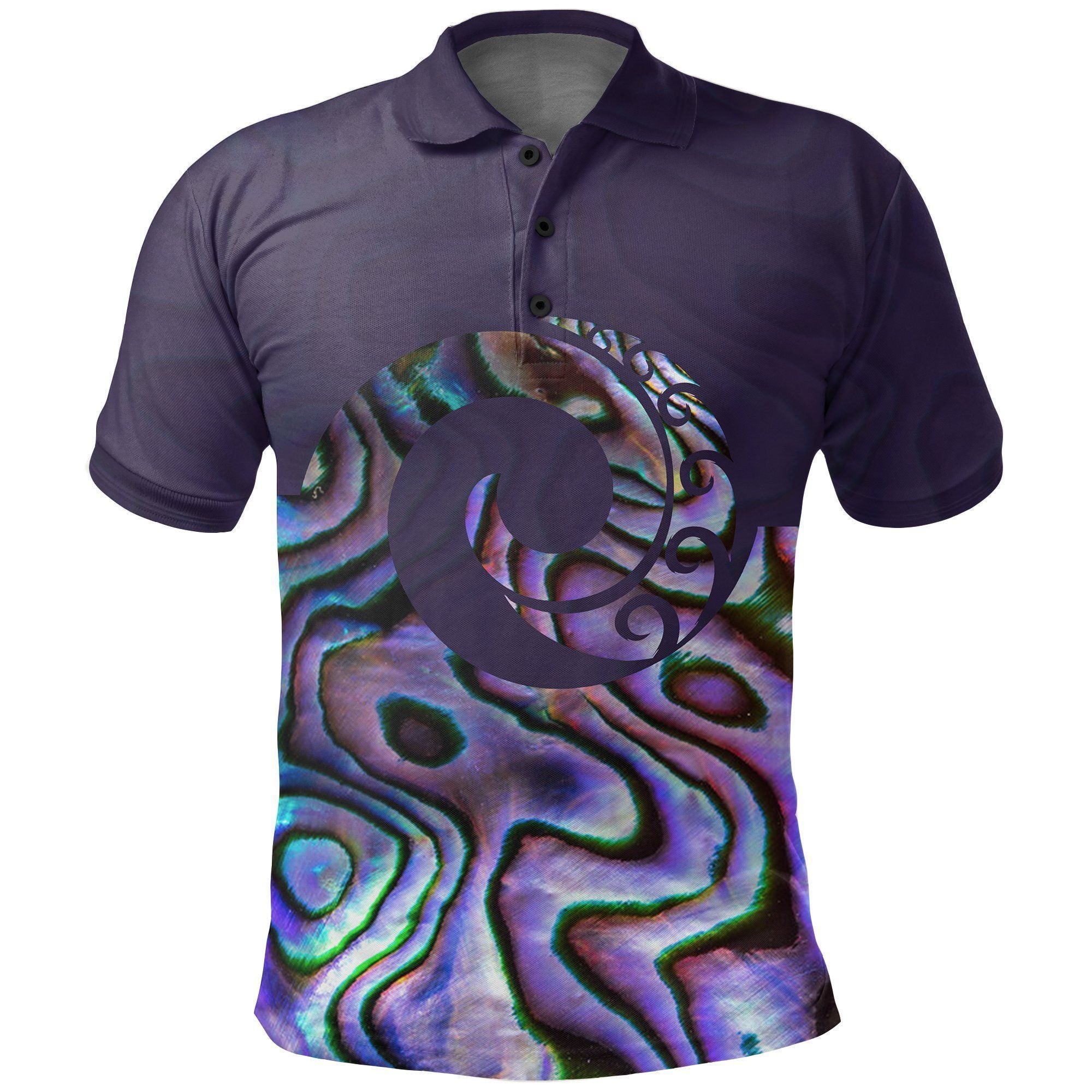 Polynesian Pride Apparel Koru New Zealand Polo Shirt, Paua Shell Golf Shirt 02 Unisex Purple - Polynesian Pride