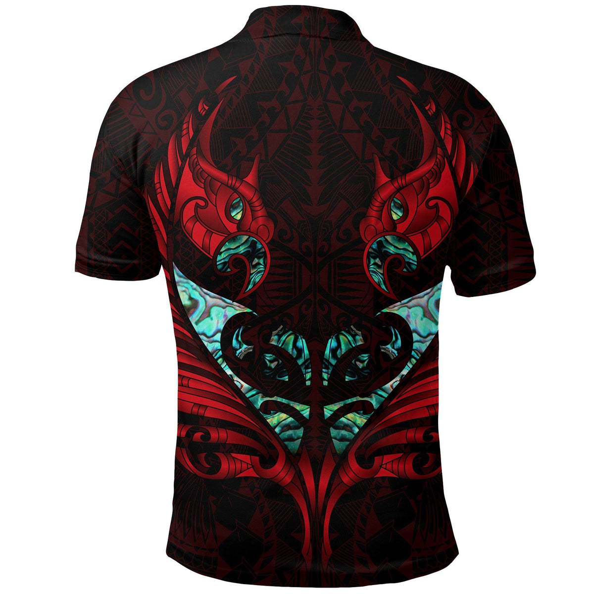 Polynesian Pride Apparel New Zealand Polo Shirt Manaia Paua Fern Wing Red - Polynesian Pride