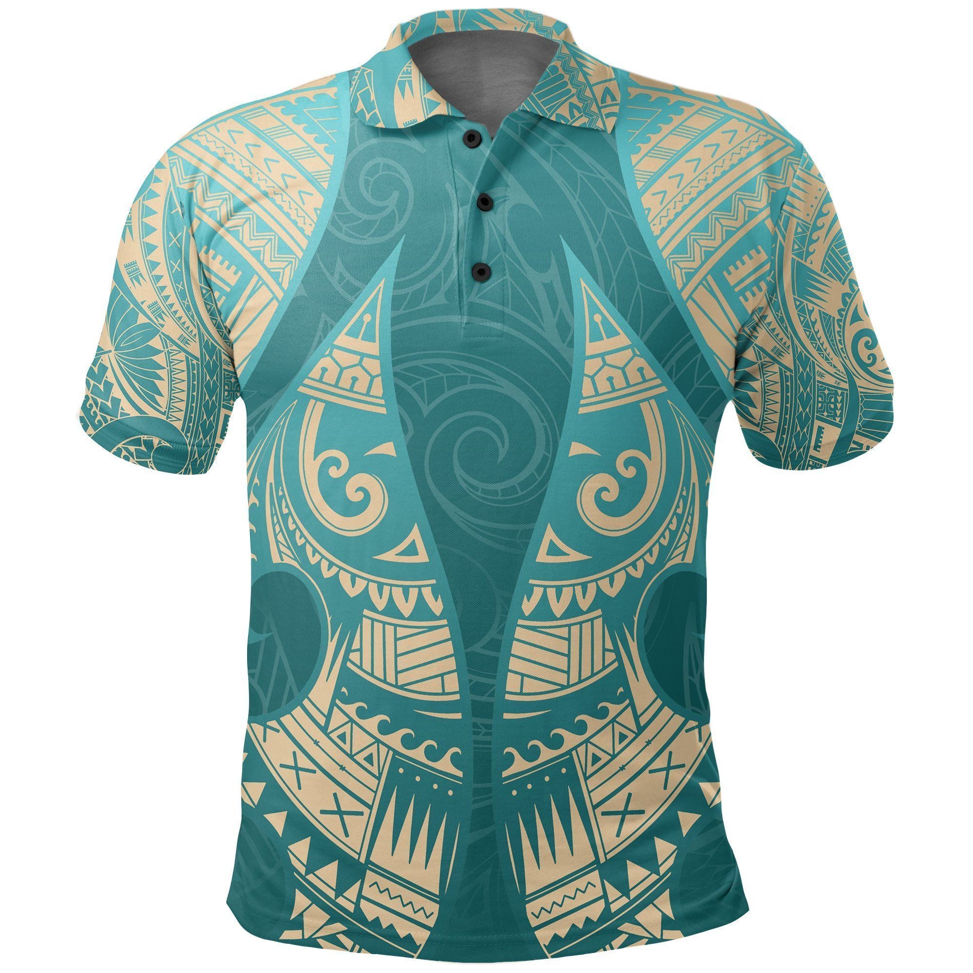 Polynesian Pride Apparel New Zealand Maori Polo Shirt, Hei Matau Tattoo Golf Shirt Unisex Turquoise - Polynesian Pride