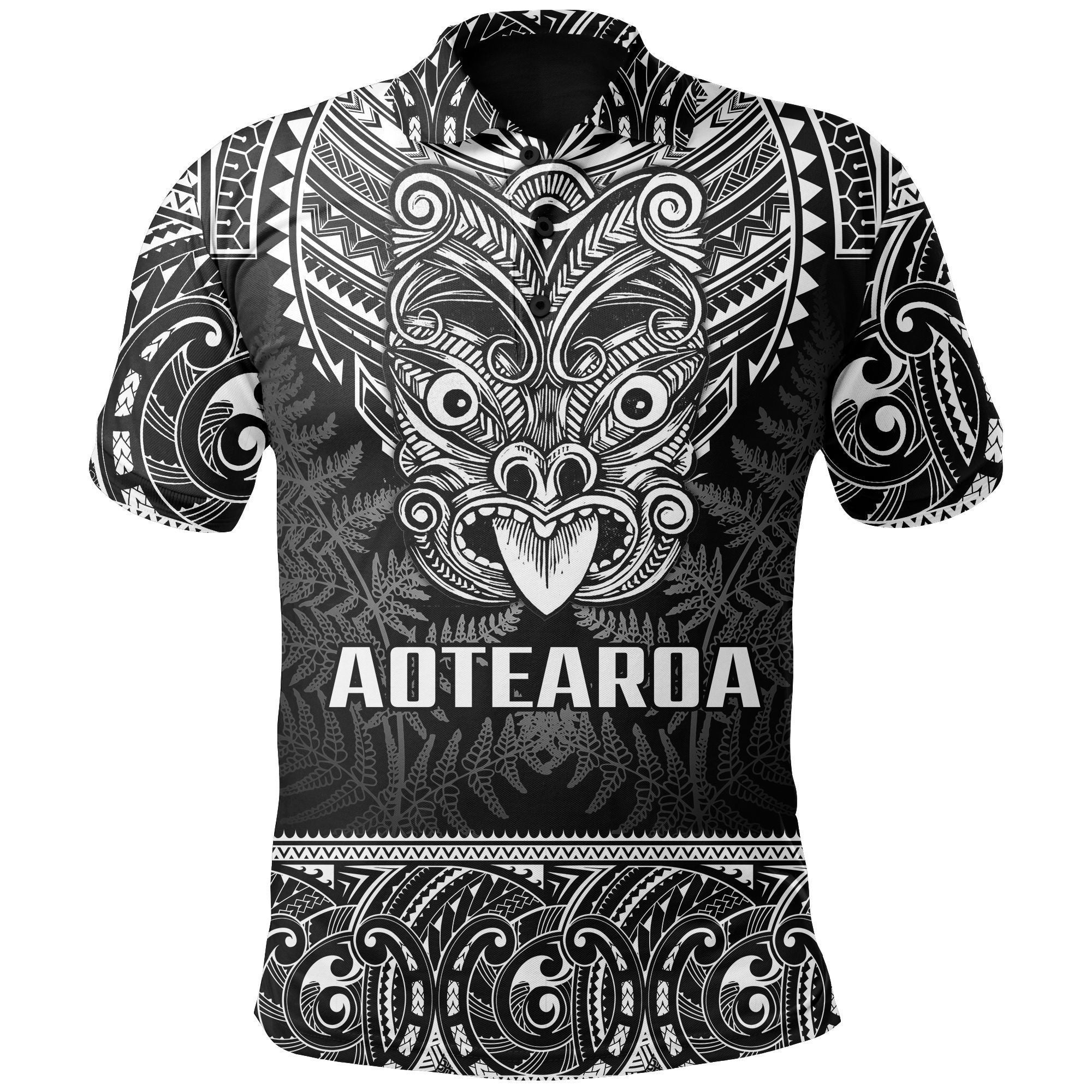 Polynesian Pride Apparel New Zealand Rugby Polo Shirt Maori Haka Silver Fern Unisex White - Polynesian Pride