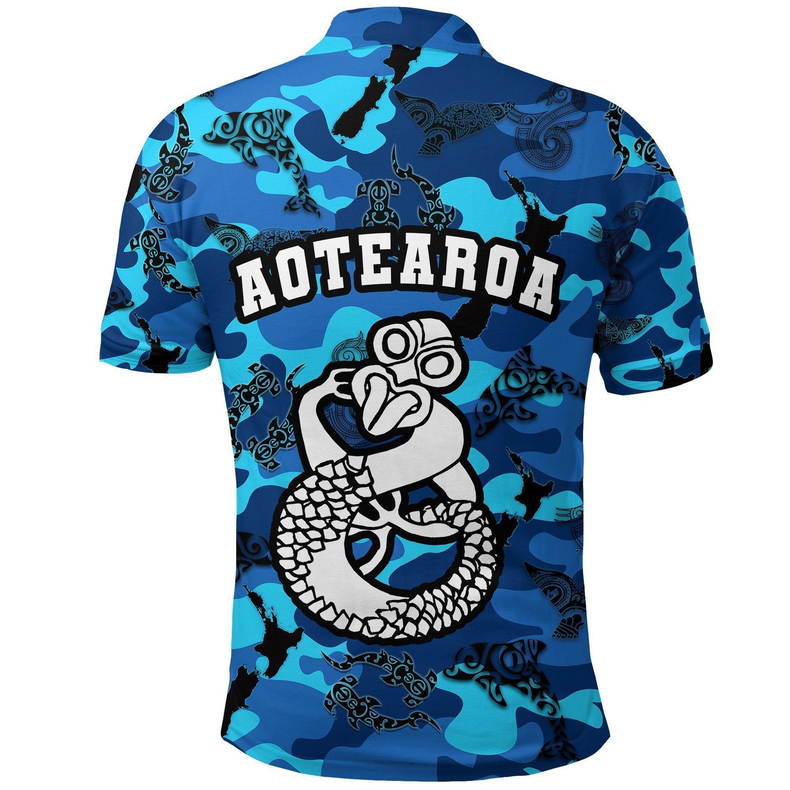 Polynesian Pride Apparel Tangaroa God Sea Polo Shirt Aotearoa Unisex Blue - Polynesian Pride