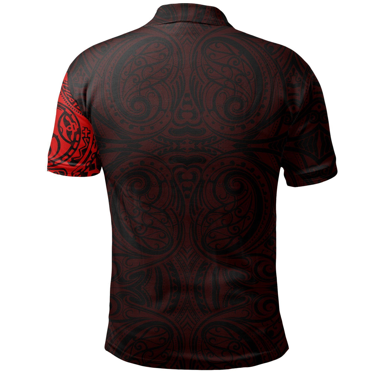 Polynesian Pride Apparel New Zealand Maori Polo Shirt, Maori Warrior Tattoo Golf Shirt Red - Polynesian Pride