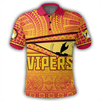 Polynesian Pride Apparel Polo Shirt Port Moresby Vipers Polo Shirt Flag Tapa Pattern Stronic Style - Polynesian Pride