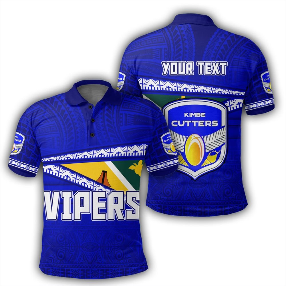 Polynesian Pride Apparel Polo Shirt Kimbe Cutters Polo Shirt Flag Tapa Pattern Stronic Style Unisex Blue - Polynesian Pride