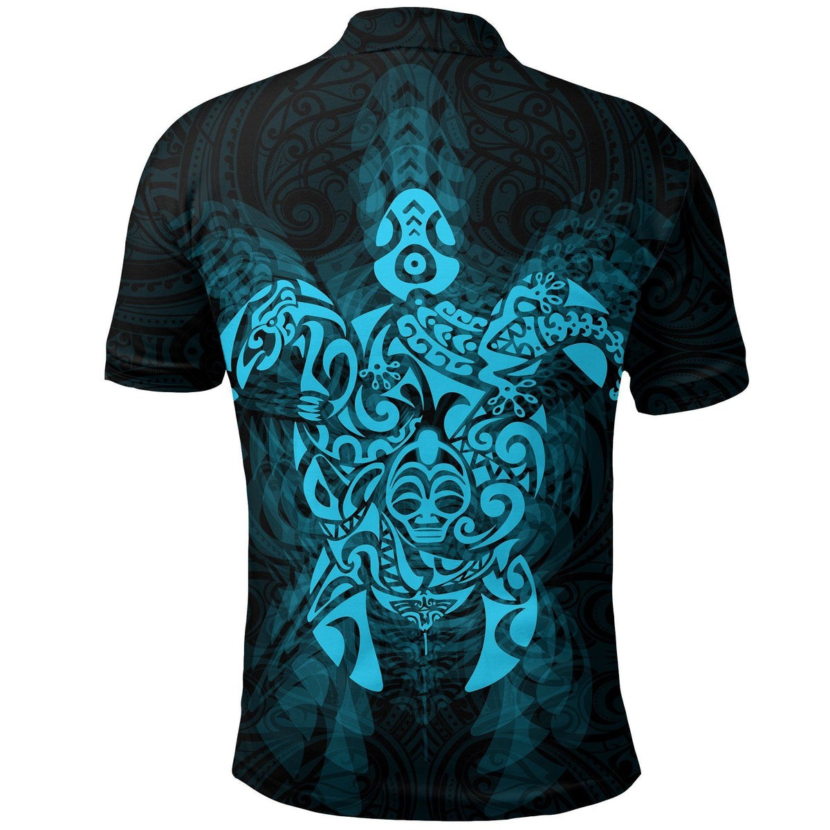 Polynesian Pride Apparel New Zealand Maori Polo Shirt, Wairua Tattoo Turtle Golf Shirt Blue - Polynesian Pride