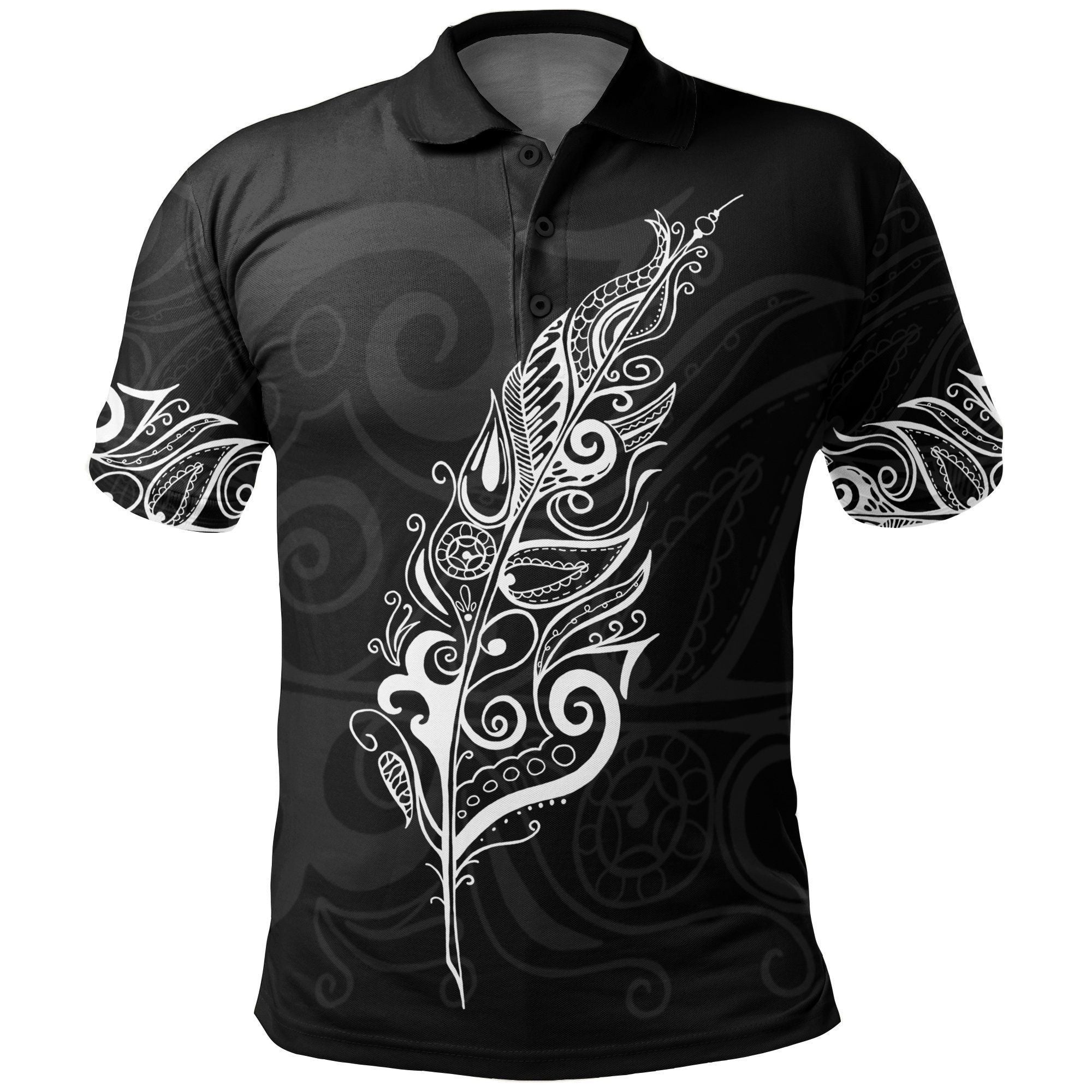 Polynesian Pride Apparel New Zealand Polo Shirt, Light Silver Fern Golf Shirt White Unisex Black - Polynesian Pride