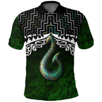 Polynesian Pride Apparel New Zealand Maori Polo Shirt, Poutama Hei Matau Paua Shell Golf Shirt Unisex Green - Polynesian Pride