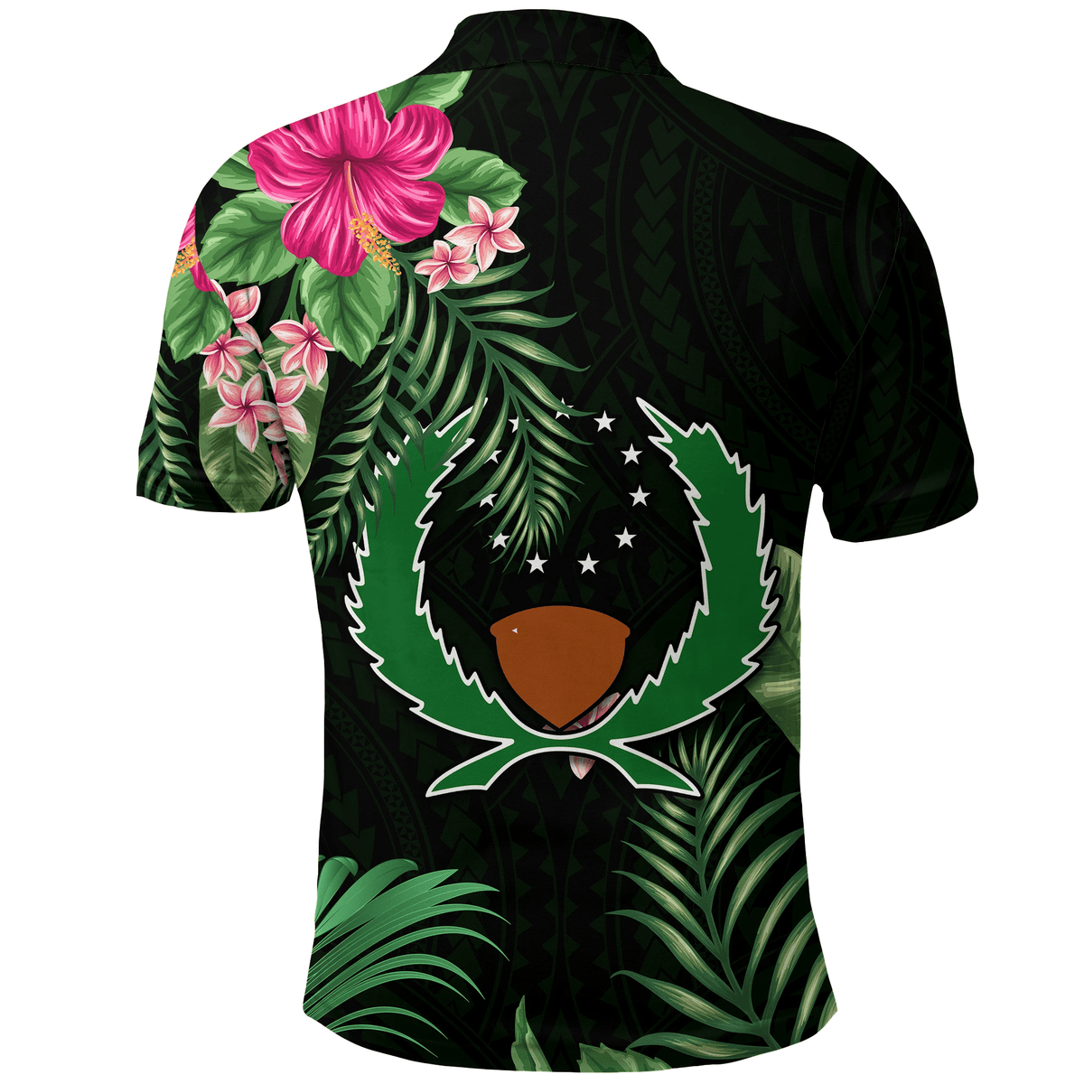 Polynesian Pride Apparel Pohnpei Micronesia Green Polo Shirt Tropical Flowers - Polynesian Pride