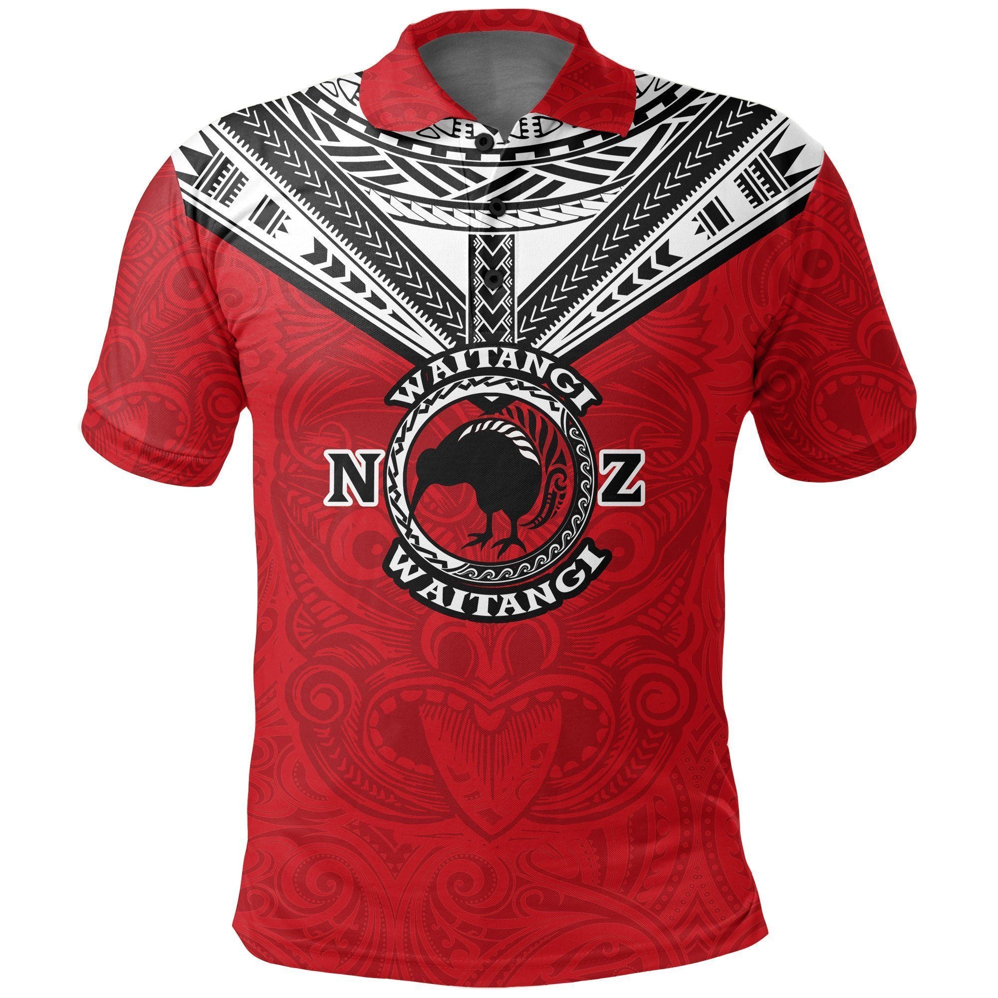 Polynesian Pride Apparel New Zealand Maori Polo Shirt Waitangi Day Red Unisex Red - Polynesian Pride