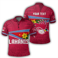 Polynesian Pride Apparel Polo Shirt Goroka Lahanis Polo Shirt Flag Tapa Pattern Stronic Style Unisex Red - Polynesian Pride