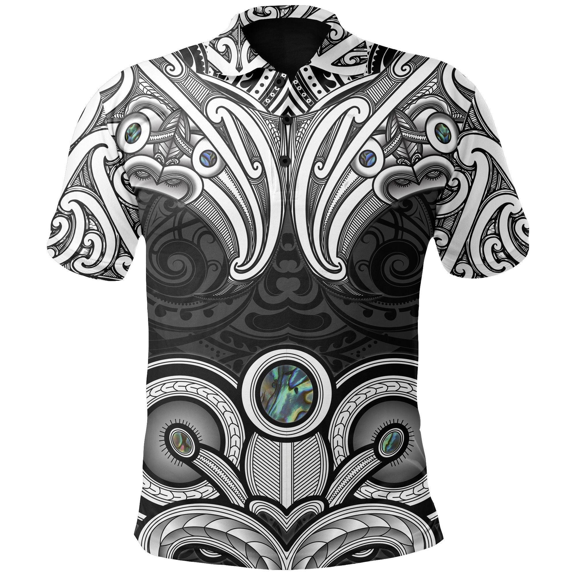 Polynesian Pride Apparel Aotearoa Polo Shirt Maori Tiki Paua Shell Unisex White - Polynesian Pride