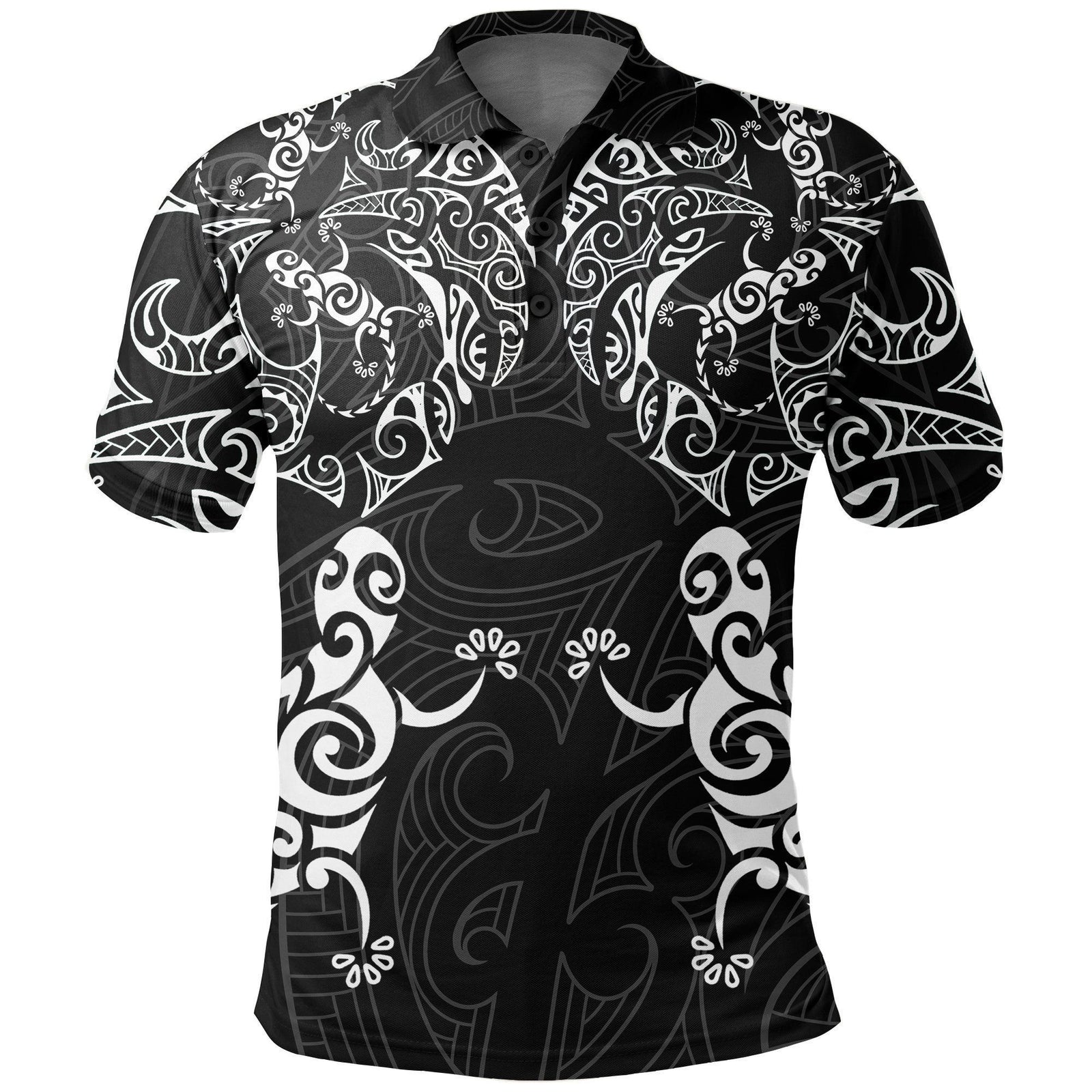Polynesian Pride Apparel New Zealand Maori Polo Shirt, Tribal Lizard Tattoo Pullover Golf Shirt Unisex Black - Polynesian Pride