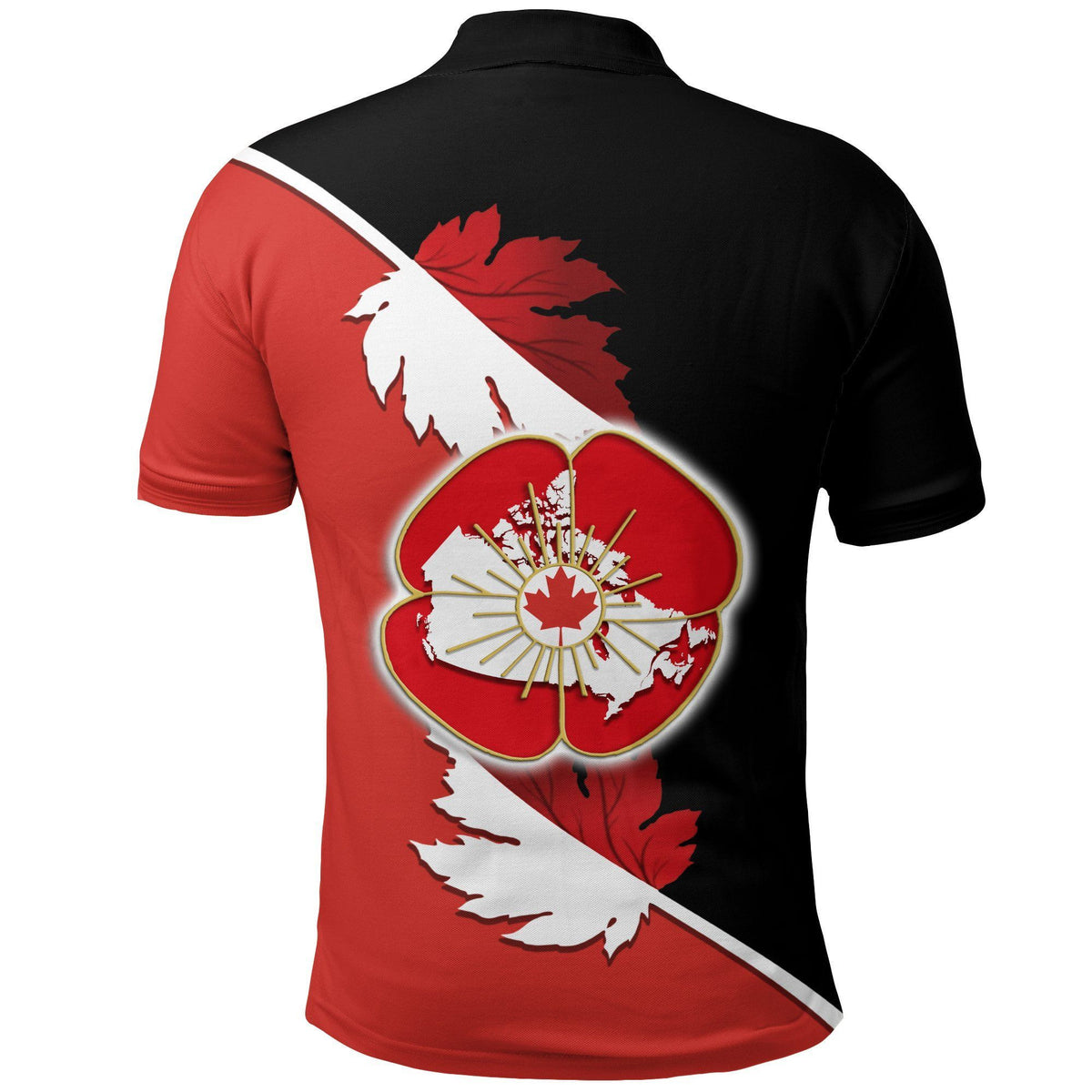 Polynesian Pride Apparel ANZAC Shirt, Canada Lest We Forget Poppy Map Polo Shirt - Polynesian Pride
