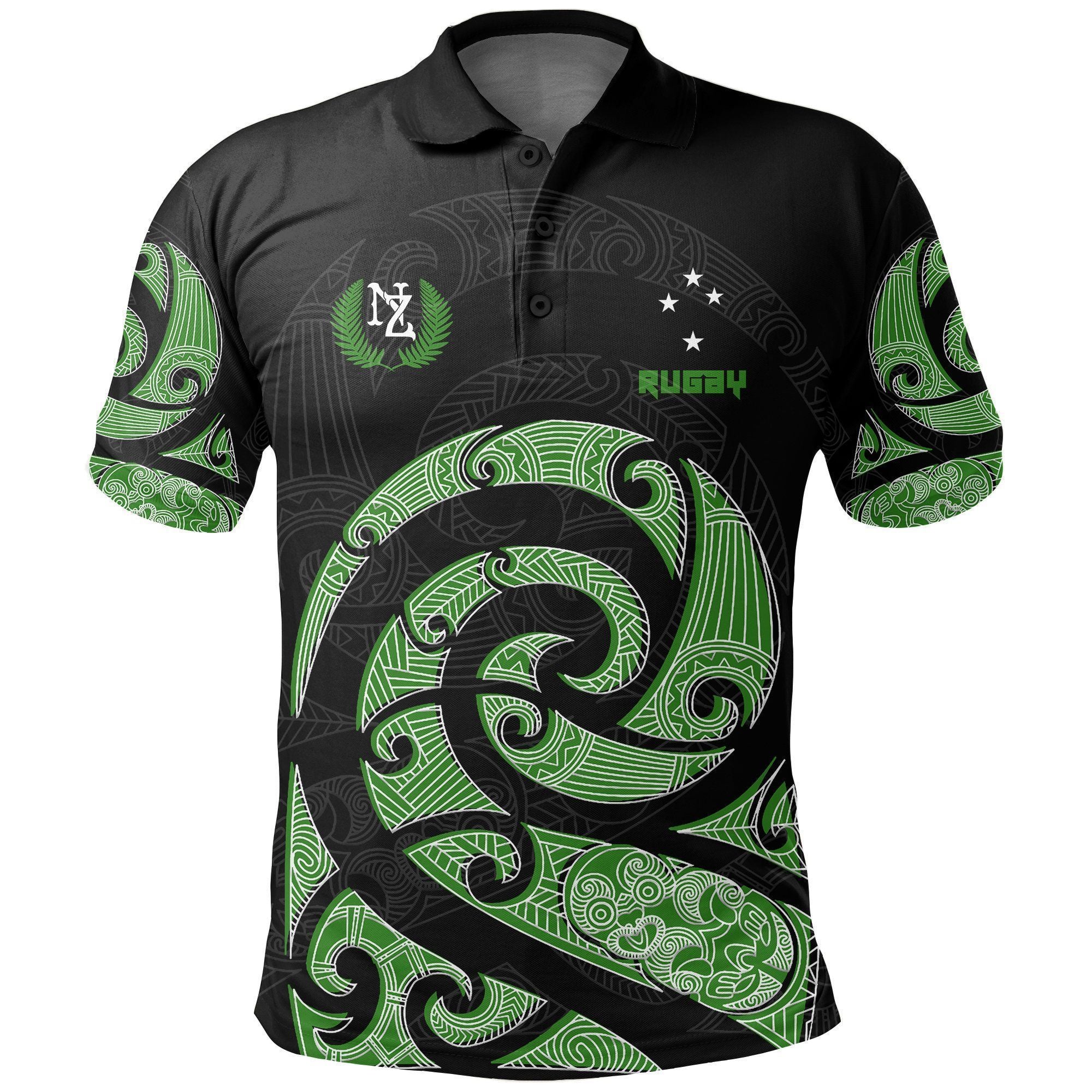 Polynesian Pride Apparel New Zealand Maori Rugby Kirituhi Tattoo Polo Shirt Unisex Black - Polynesian Pride