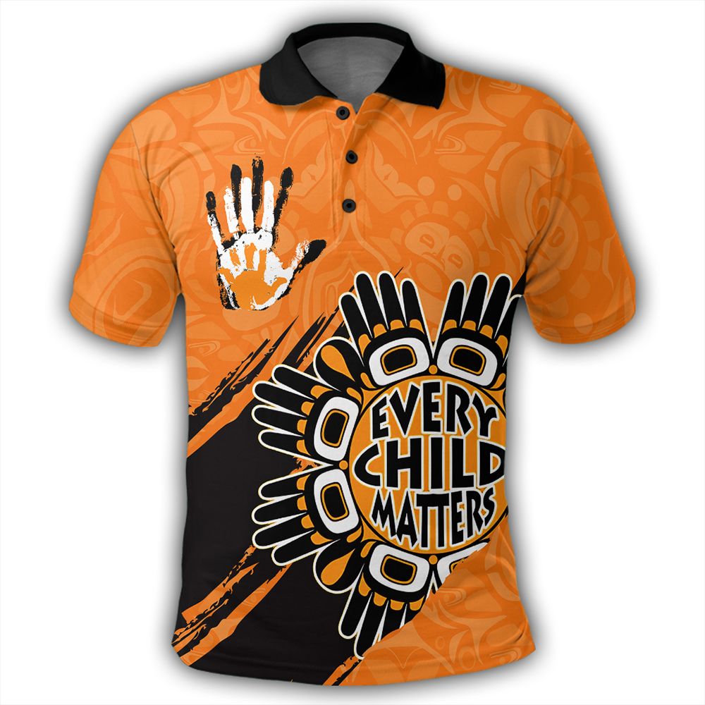 Polynesian Pride Apparel Orange Shirt Day Polo Shirt Every Child Matters Handprints Polo Shirt Unisex Orange - Polynesian Pride