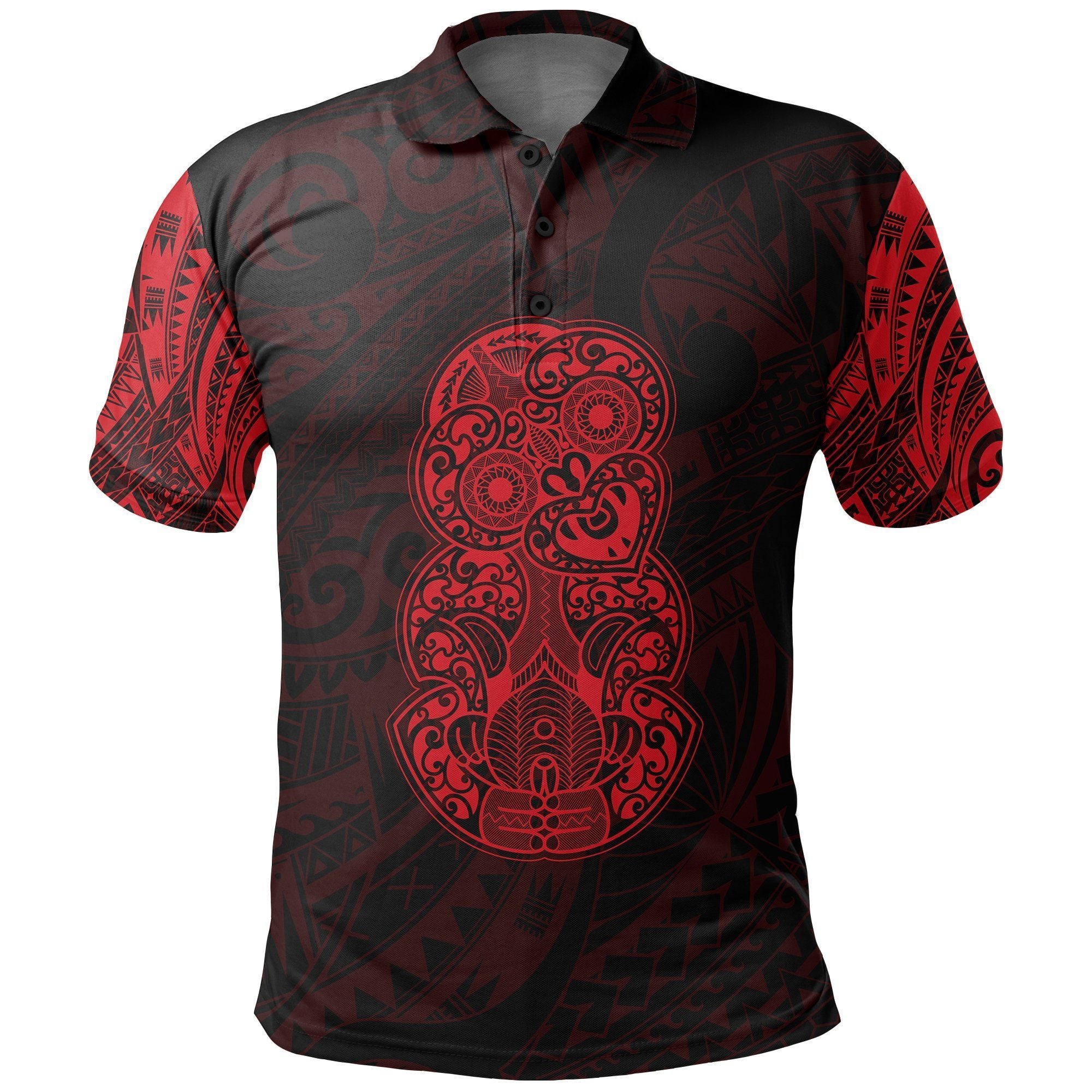 Polynesian Pride Apparel Hei Tiki Maori Tattoo Polo Shirt Red Unisex Red - Polynesian Pride