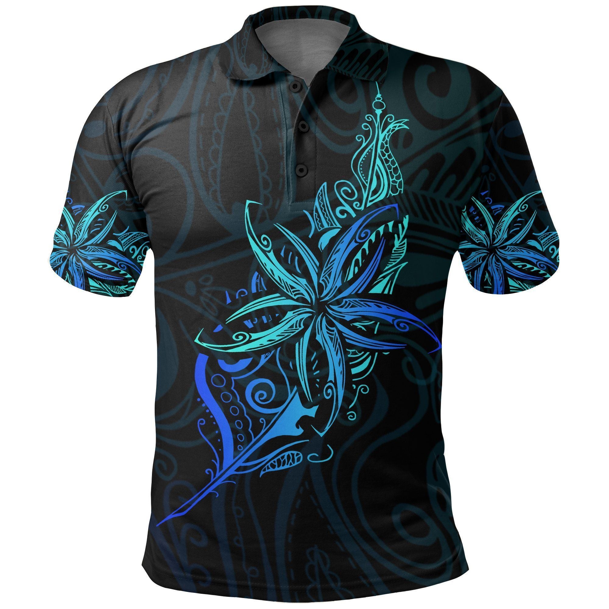 Polynesian Pride Apparel Light Silver Fern New Zealand Polo Shirt, Frangipani Golf Shirt Unisex Black - Polynesian Pride