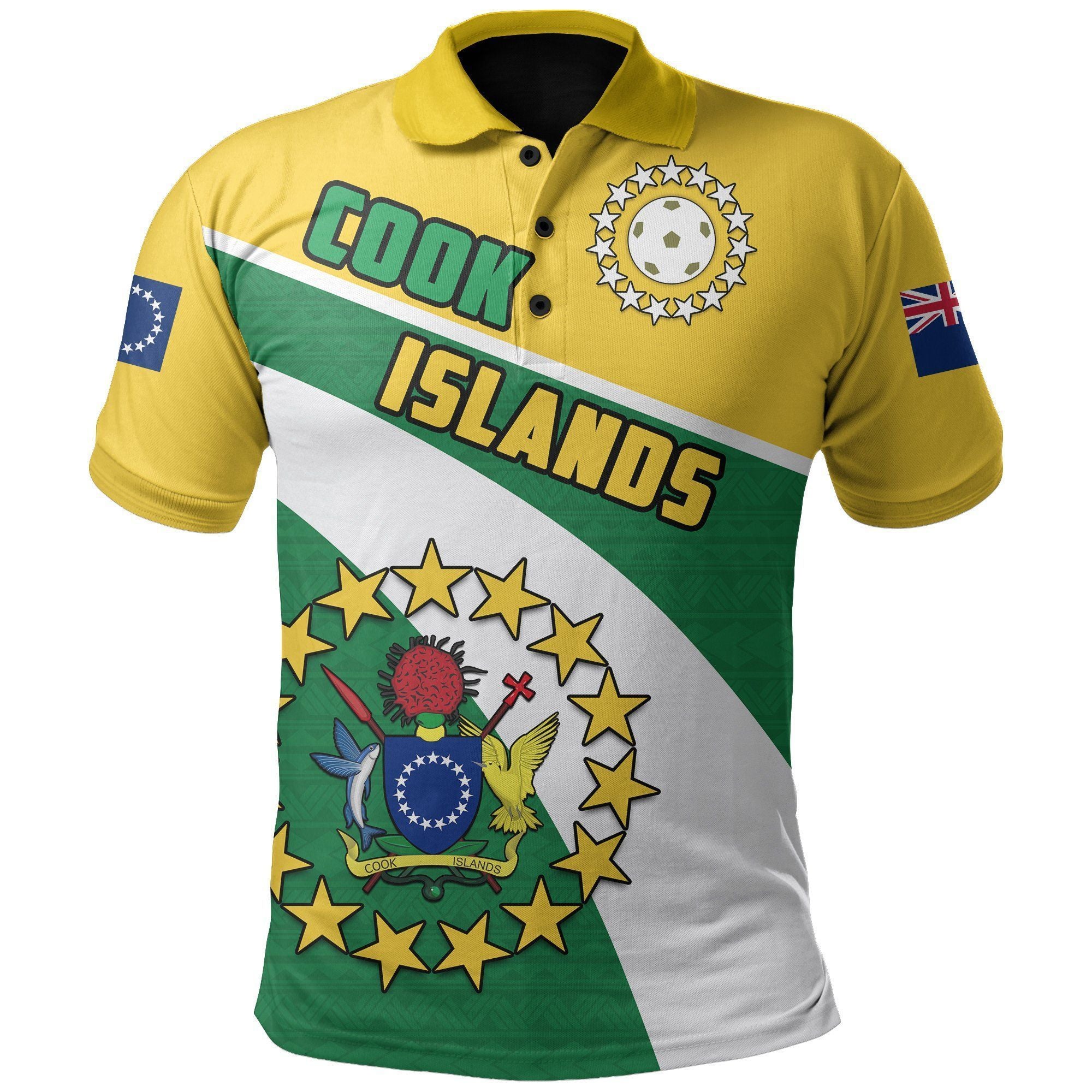 Polynesian Pride Apparel Cook Islands All Over Print Polo Shirt Coat Of Arms Unisex Green - Polynesian Pride