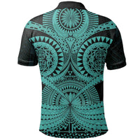 Polynesian Pride Apparel Polynesian Tattoo Print Polo Shirt Turquoise 2 - Polynesian Pride