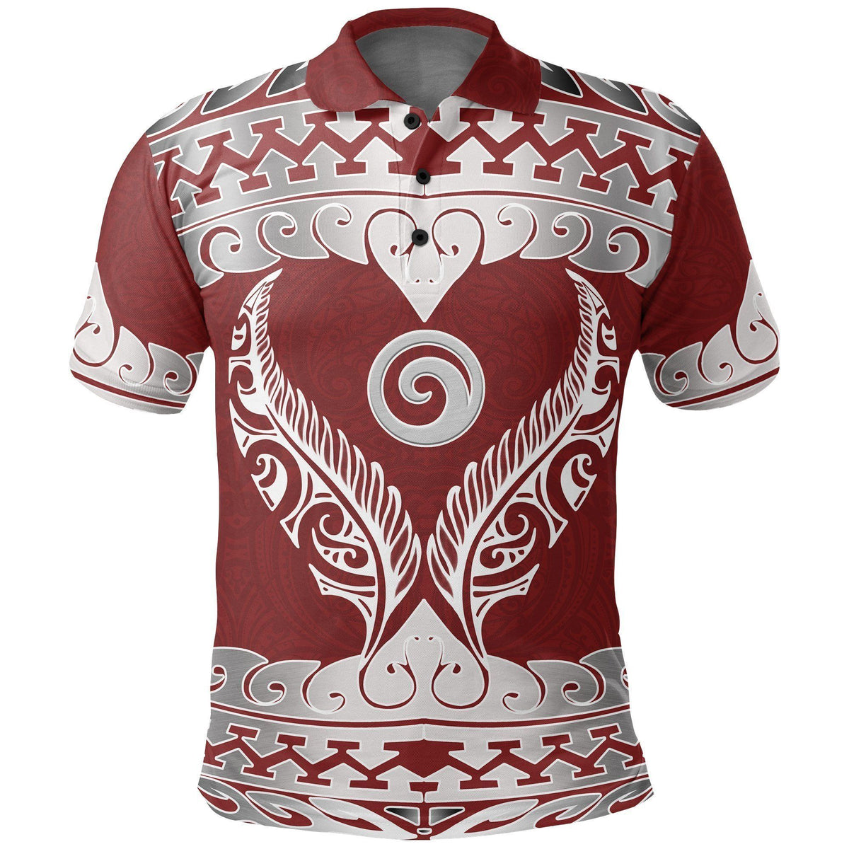 Polynesian Pride Apparel Aotearoa Polo Shirt Koru Heart Red Unisex Red - Polynesian Pride