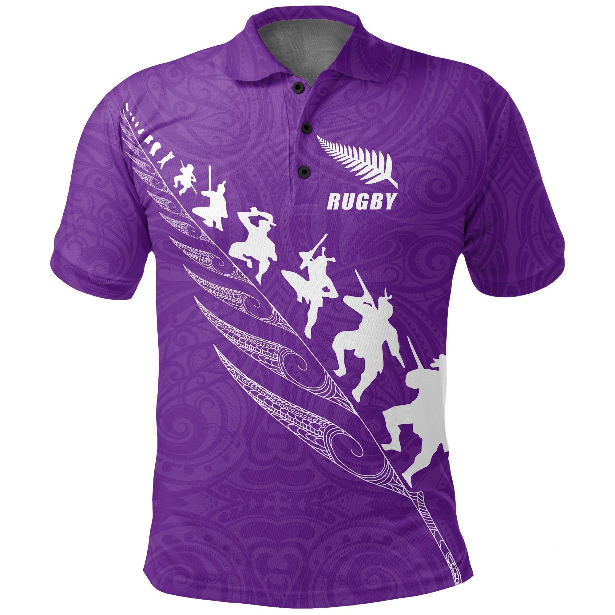 Polynesian Pride Apparel Rugby Haka Fern Polo Shirt Violet Unisex Violet - Polynesian Pride