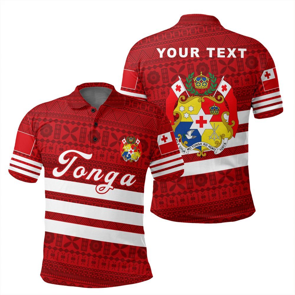 Polynesian Pride Apparel Polo Shirt Personalize Tonga Tapa Polo Shirt Sport Style Unisex Red - Polynesian Pride