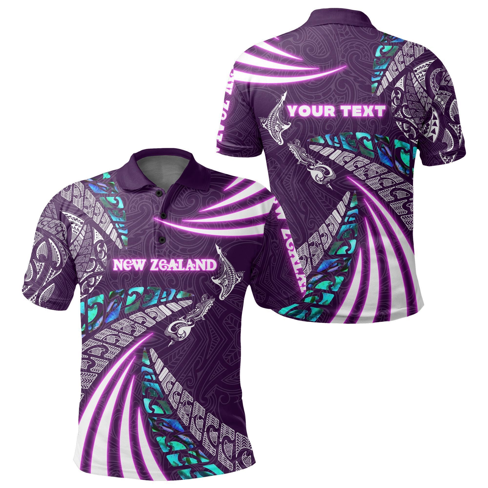 Polynesian Pride Apparel Custom Maori New Zealand Polo Shirt Silver Fern Sport Style Purple Unisex Art - Polynesian Pride