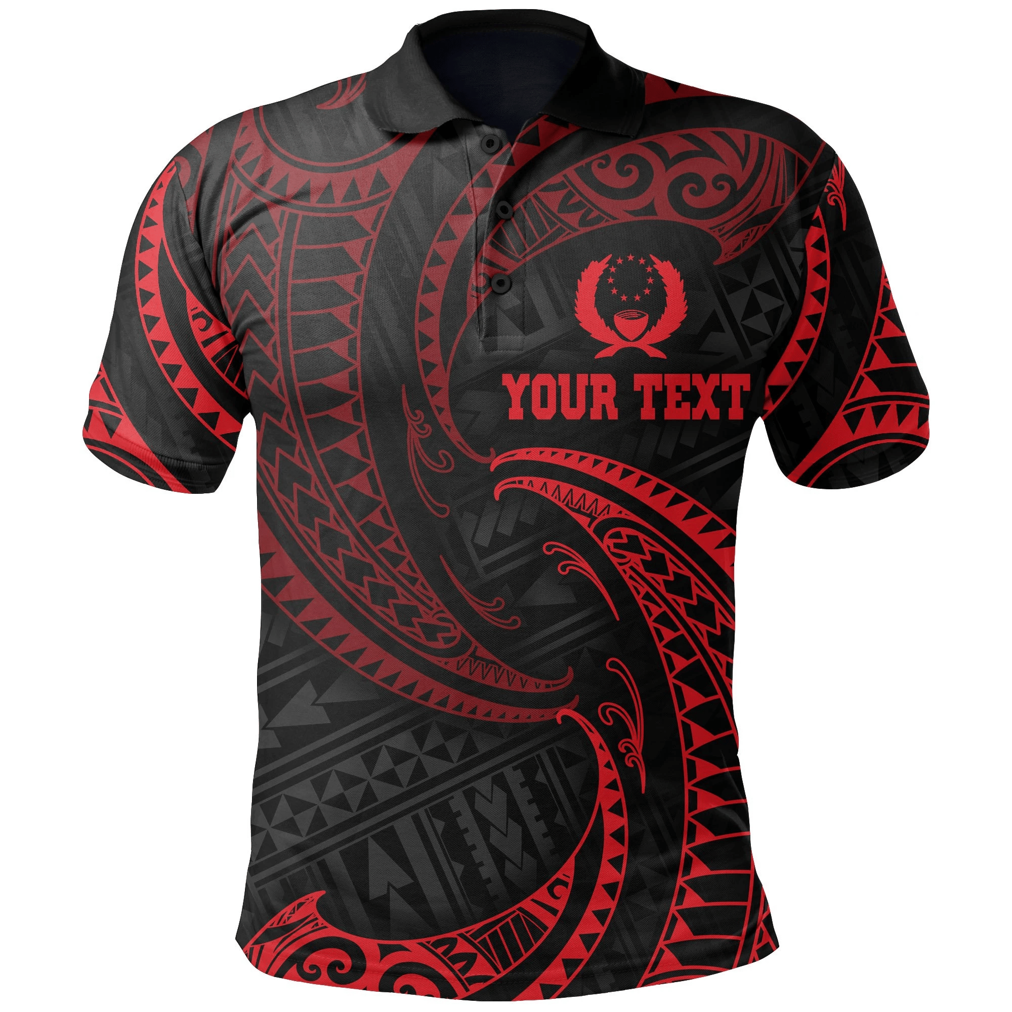 Polynesian Pride Apparel Pohnpei Micronesia Custom Polo Shirt Red Tribal Wave Unisex Red - Polynesian Pride