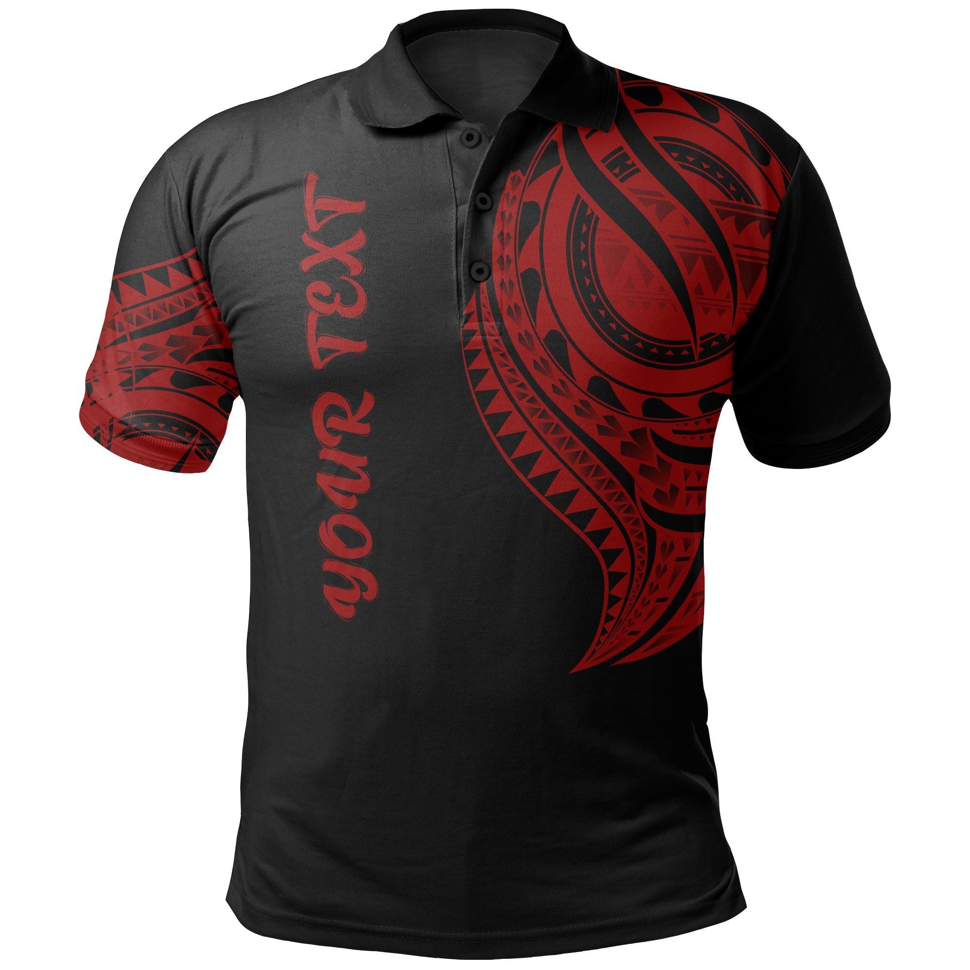 Polynesian Pride Apparel Chuuk State Custom Polo Shirt Truk Tatau Red Patterns Unisex Black - Polynesian Pride