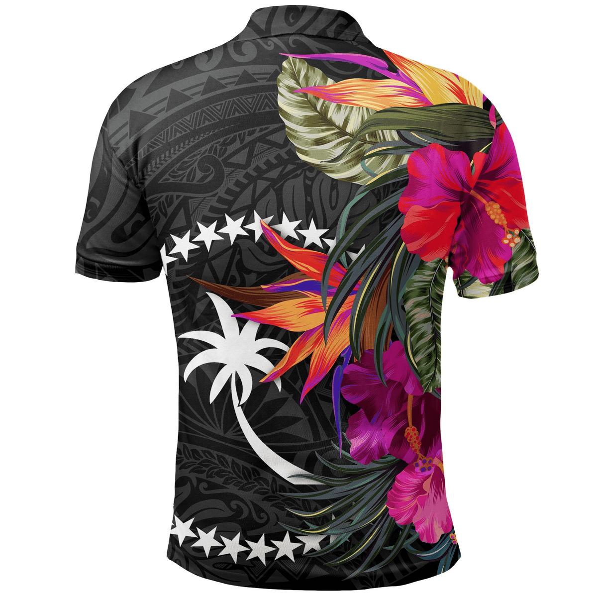 Polynesian Pride Apparel Chuuk Polo Shirt Hibiscus Polynesian Pattern - Polynesian Pride