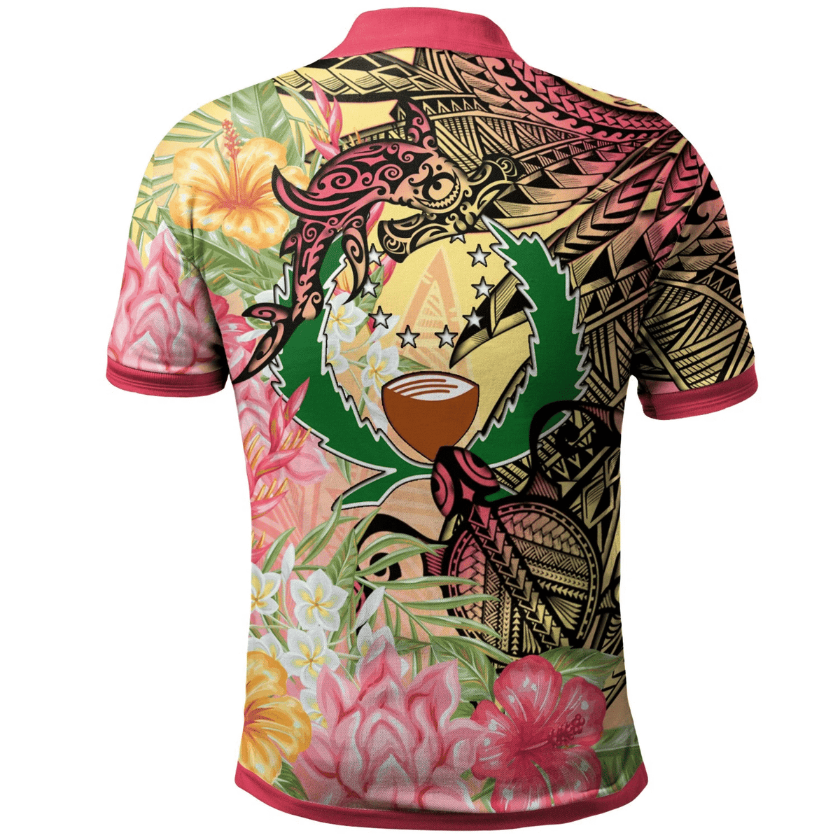 Polynesian Pride Apparel Pohnpei State Polo Shirt Flowers Tropical With Sea Animals - Polynesian Pride
