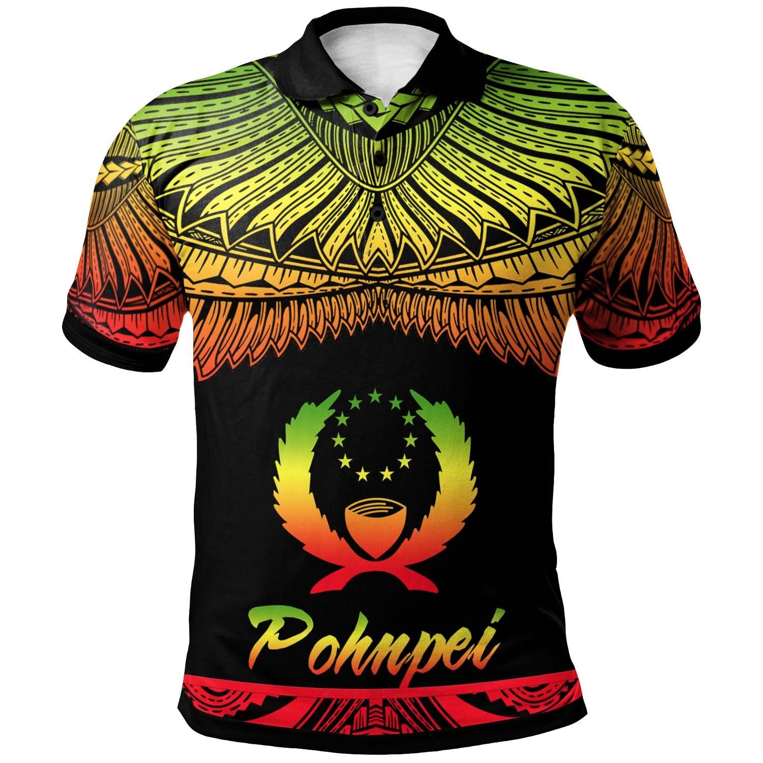 Polynesian Pride Apparel Pohnpei Polo Shirt Polynesian Tattoo Reggae Version Unisex Reggae - Polynesian Pride
