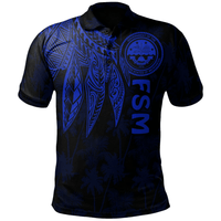 Polynesian Pride Apparel Federated States of Micronesia Polo Shirt Polynesian Wings (Blue) Unisex Blue - Polynesian Pride