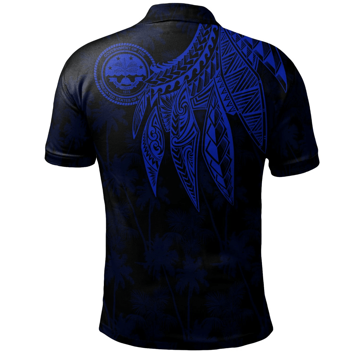 Polynesian Pride Apparel Federated States of Micronesia Polo Shirt Polynesian Wings (Blue) - Polynesian Pride