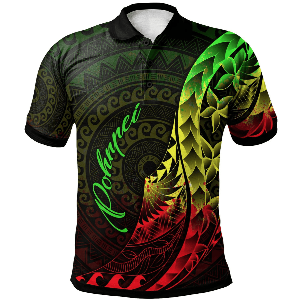 Polynesian Pride Apparel Pohnpei Polo Shirt Polynesian Pattern Style Reggae Color Unisex Reggae - Polynesian Pride
