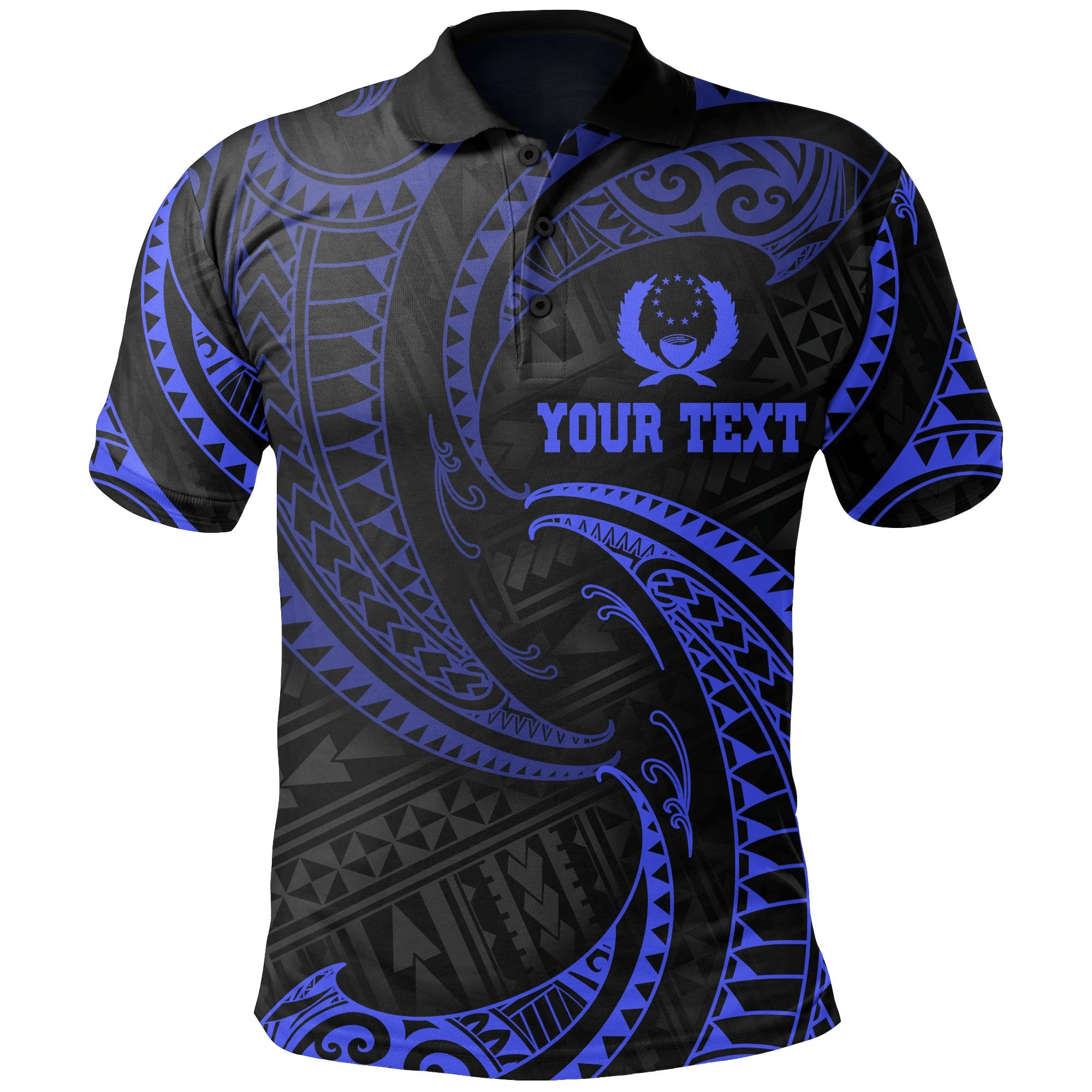 Polynesian Pride Apparel Pohnpei Micronesia Custom Polo Shirt Blue Tribal Wave Unisex Blue - Polynesian Pride