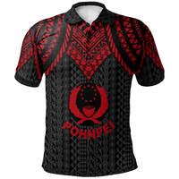 Polynesian Pride Apparel Pohnpei Polo Shirt Polynesian Armor Style Red Unisex Red - Polynesian Pride