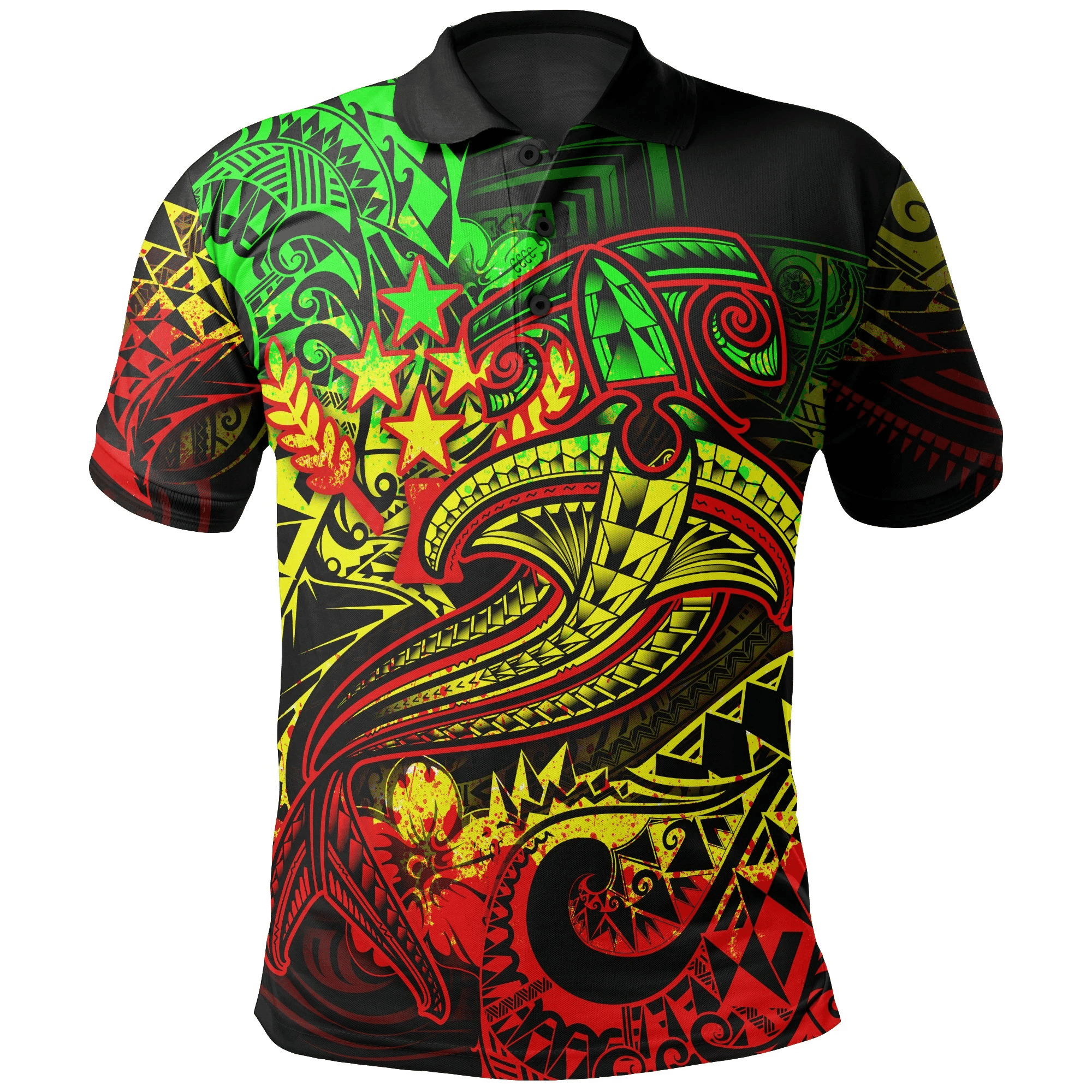 Polynesian Pride Apparel Kosrae Pohnpei Polo Shirt Reggae Shark Polynesian Tattoo Unisex Reggae - Polynesian Pride