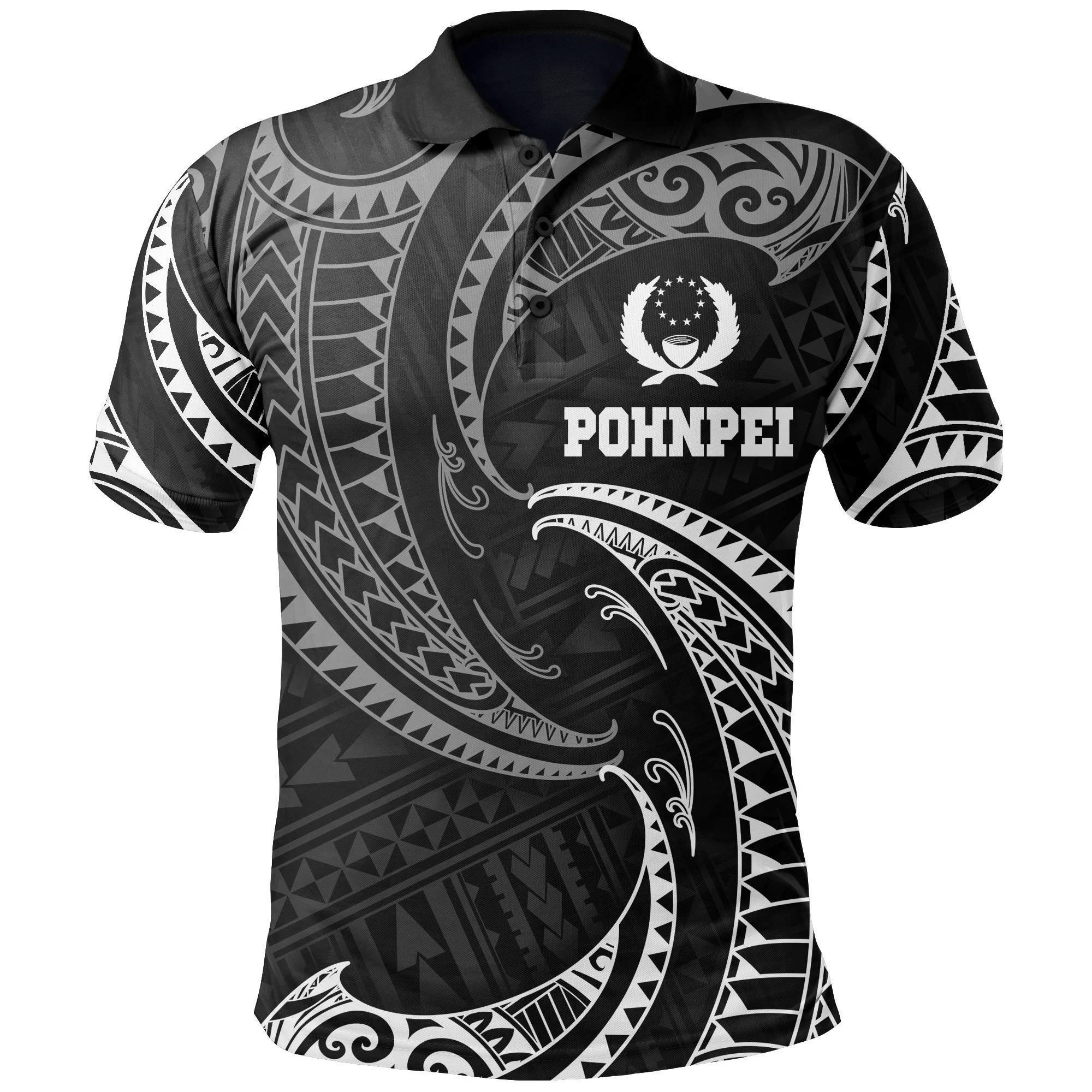 Polynesian Pride Apparel Pohnpei Micronesia Polo Shirt White Tribal Wave Unisex White - Polynesian Pride