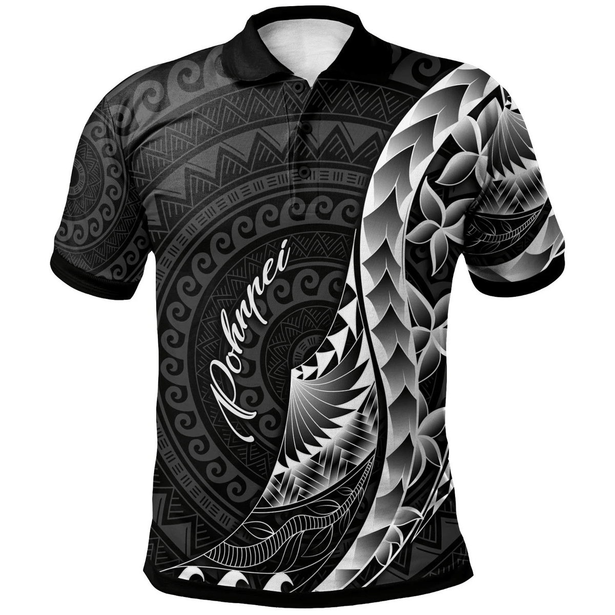 Polynesian Pride Apparel Pohnpei Polo Shirt Polynesian Pattern Style Unisex Black - Polynesian Pride