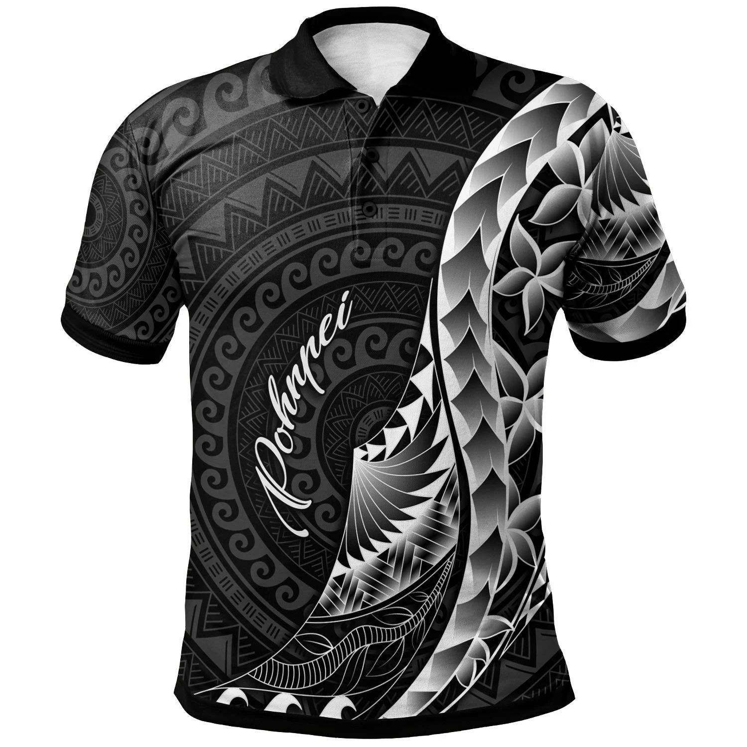 Polynesian Pride Apparel Pohnpei Polo Shirt Polynesian Pattern Style Unisex Black - Polynesian Pride