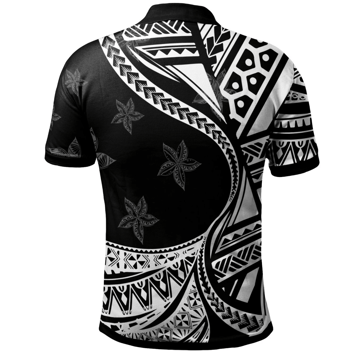 Polynesian Pride Apparel Chuuk Polo Shirt Plumeria Flowers White Version - Polynesian Pride