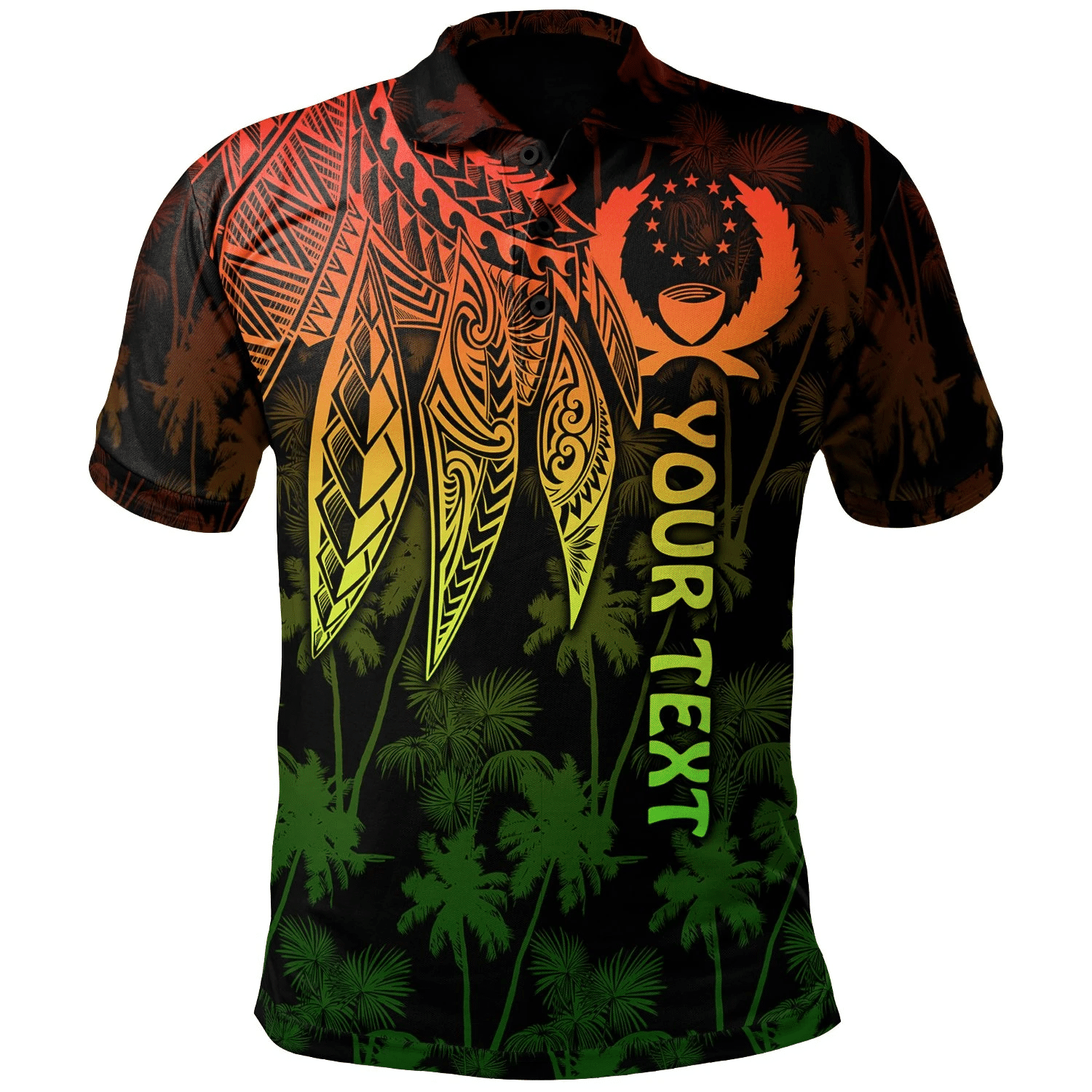 Polynesian Pride Apparel Pohnpei Custom Polo Shirt Polynesian Wings (Reggae) Unisex Reggae - Polynesian Pride