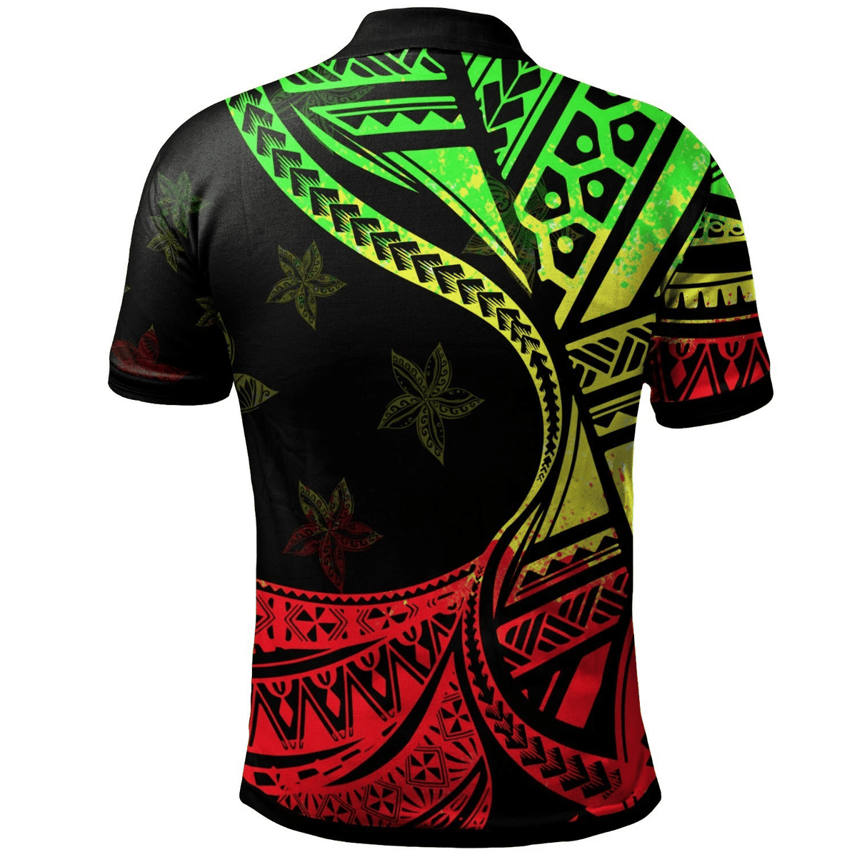 Polynesian Pride Apparel Chuuk Polo Shirt Plumeria Flowers Reggae Version - Polynesian Pride