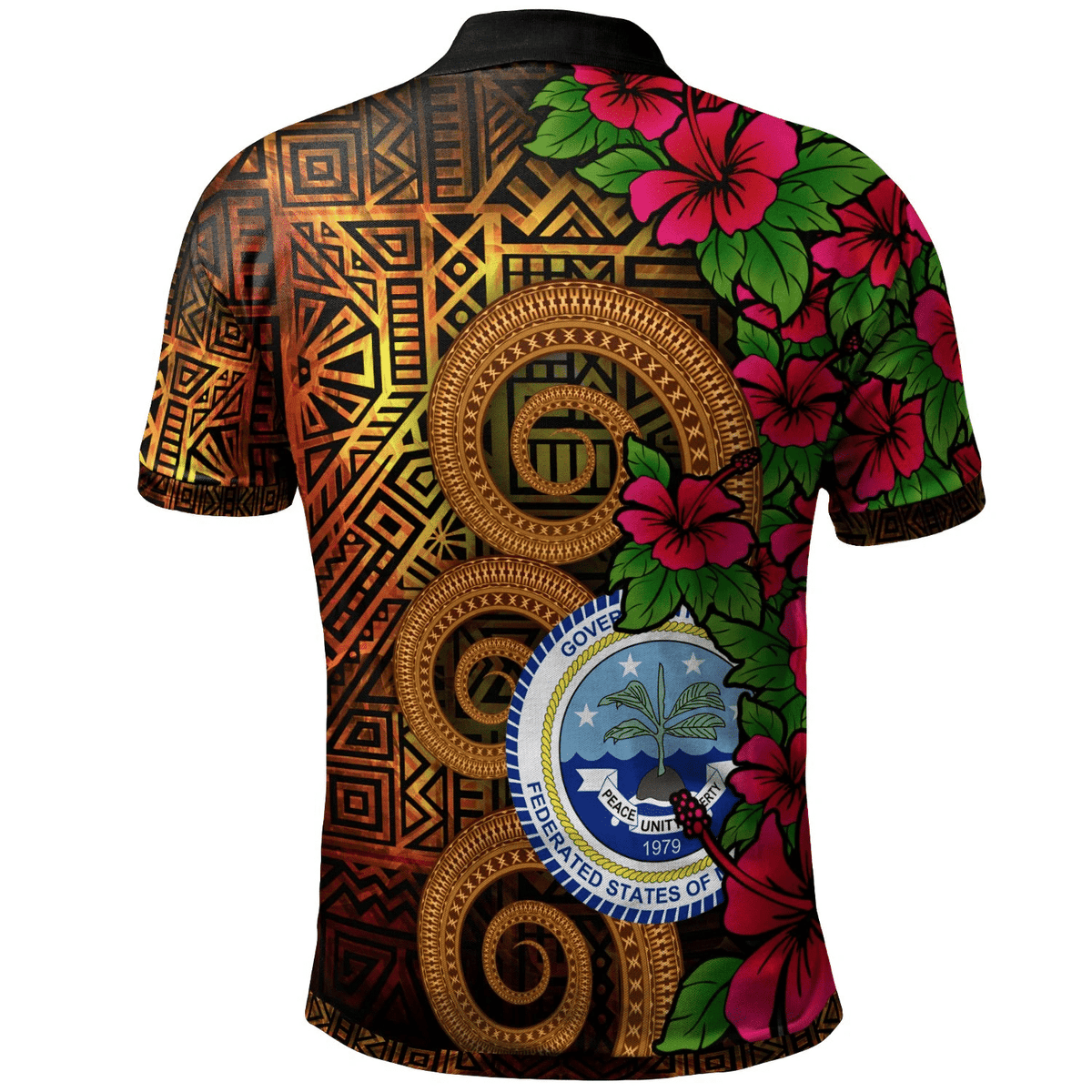 Polynesian Pride Apparel Federated States of Micronesia Polo Shirt Hibiscus Vintage - Polynesian Pride