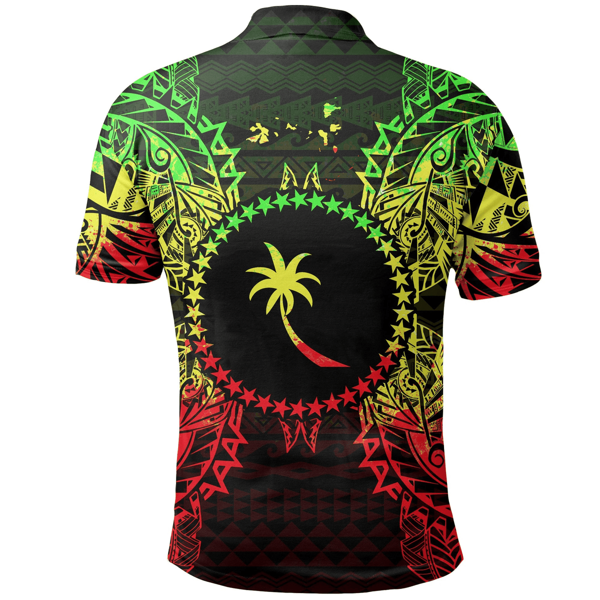Polynesian Pride Apparel Chuuk Polo Shirt Chuuk Flag Map Polynesian Tattoo Reggae - Polynesian Pride