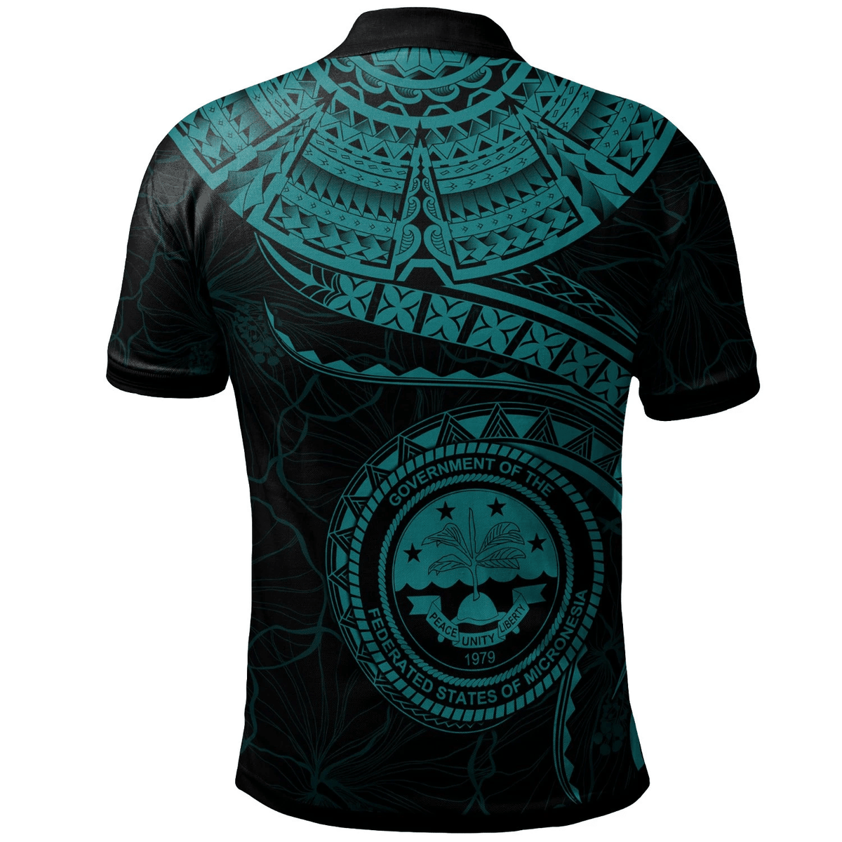 Polynesian Pride Apparel Federated States of Micronesia Polynesian Polo Shirt FSM Waves (Turquoise) - Polynesian Pride