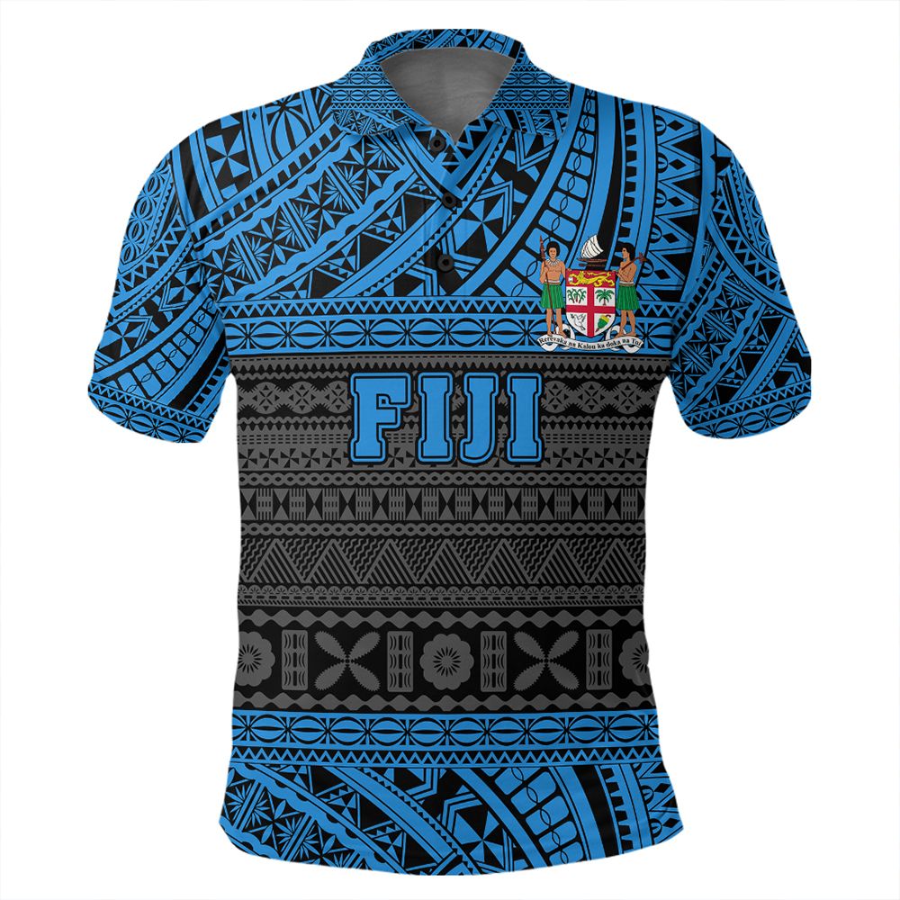 Polynesian Pride Apparel Polo Shirt Fiji Polo Shirt Flag Tapa Art Style - Polynesian Pride