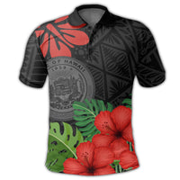 Polynesian Pride Apparel Hawaii Polo Shirt Hawaii Polynesian Hibiscus Polo Shirt Unisex Black - Polynesian Pride