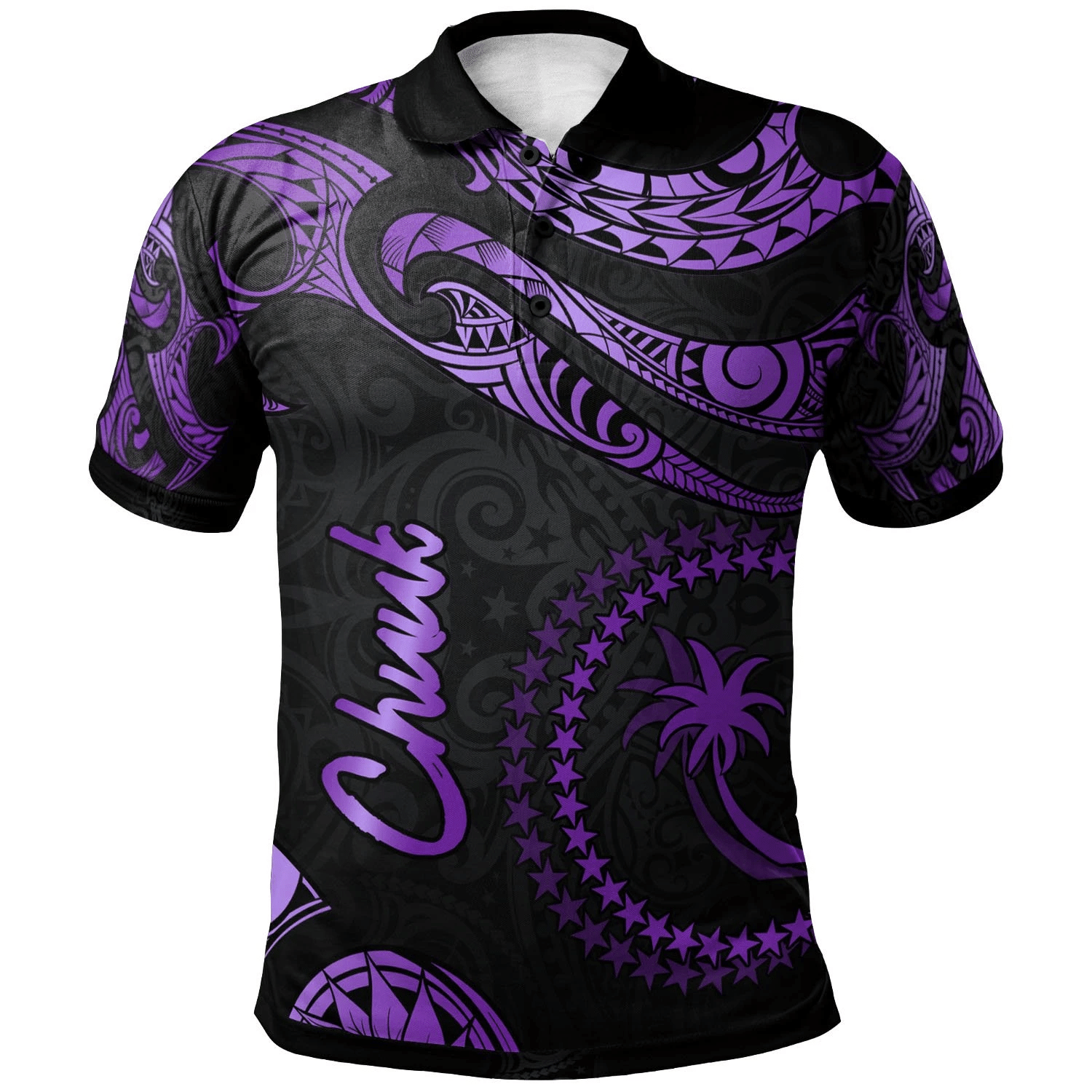 Polynesian Pride Apparel Chuuk Polo Shirt Polynesian Tattoo Purple Version Unisex Purple - Polynesian Pride